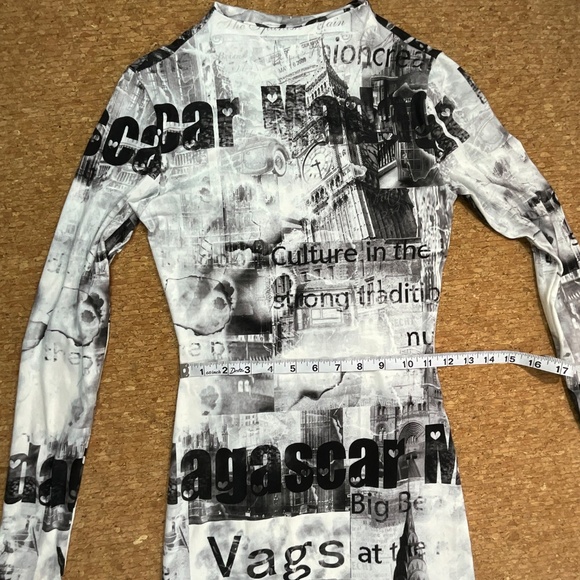 Haley & June Newspaper Print Bodycon Midi Dress Small Y2K Streetwear Clubwear - Picture 8 of 10
